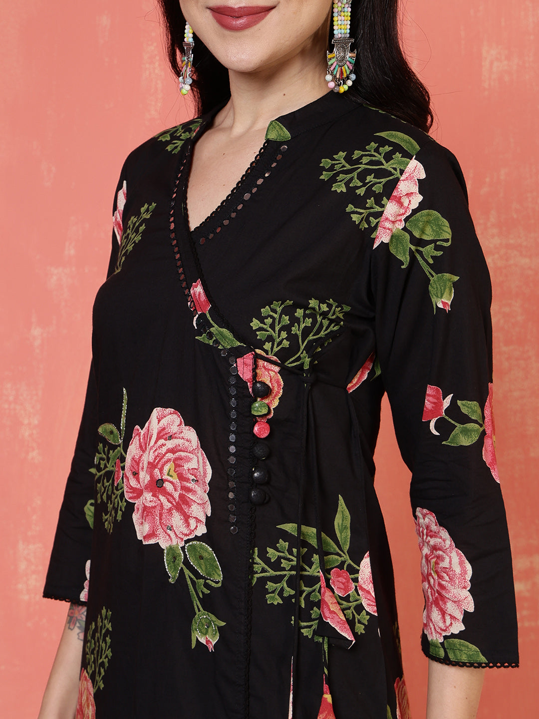 Printed Cotton Blend Kurta With Pants & Dupatta