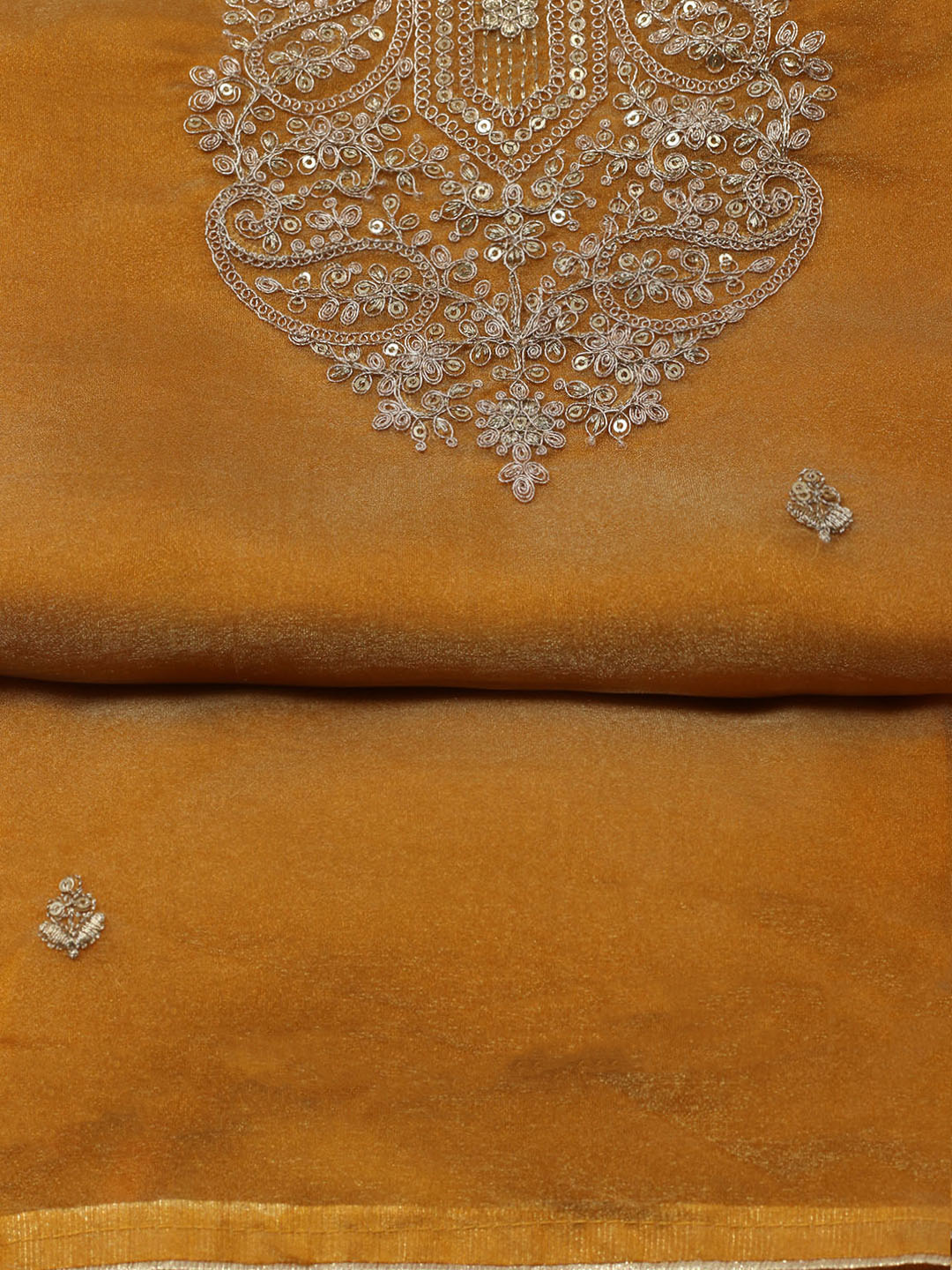 Embroidered Tissue Unstitched Suit With Pant &amp; Dupatta