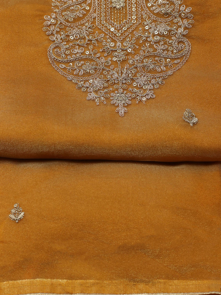 Embroidered Tissue Unstitched Suit With Pant &amp; Dupatta