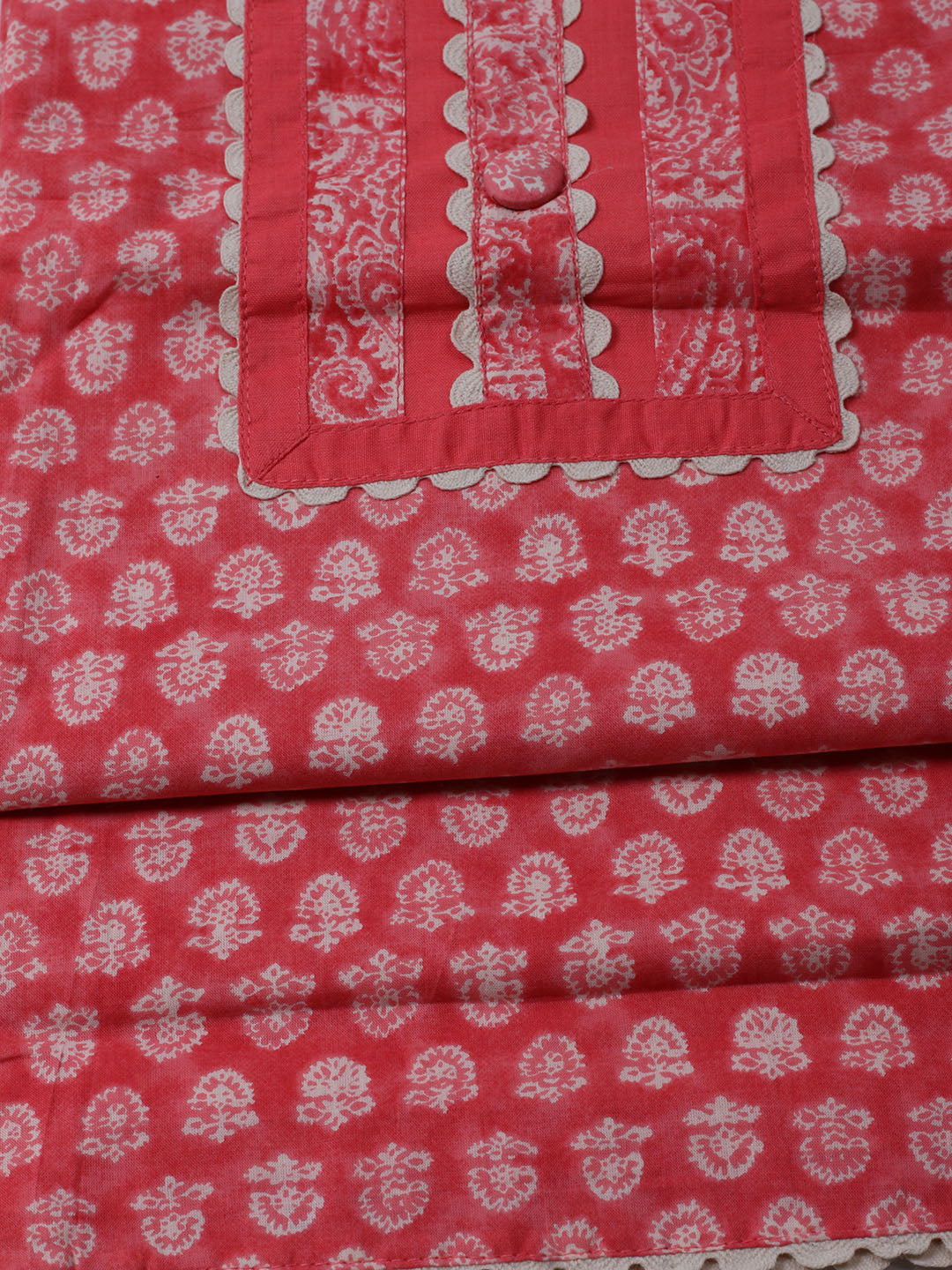 Printed Cotton Blend Unstitched Suit With Dupatta