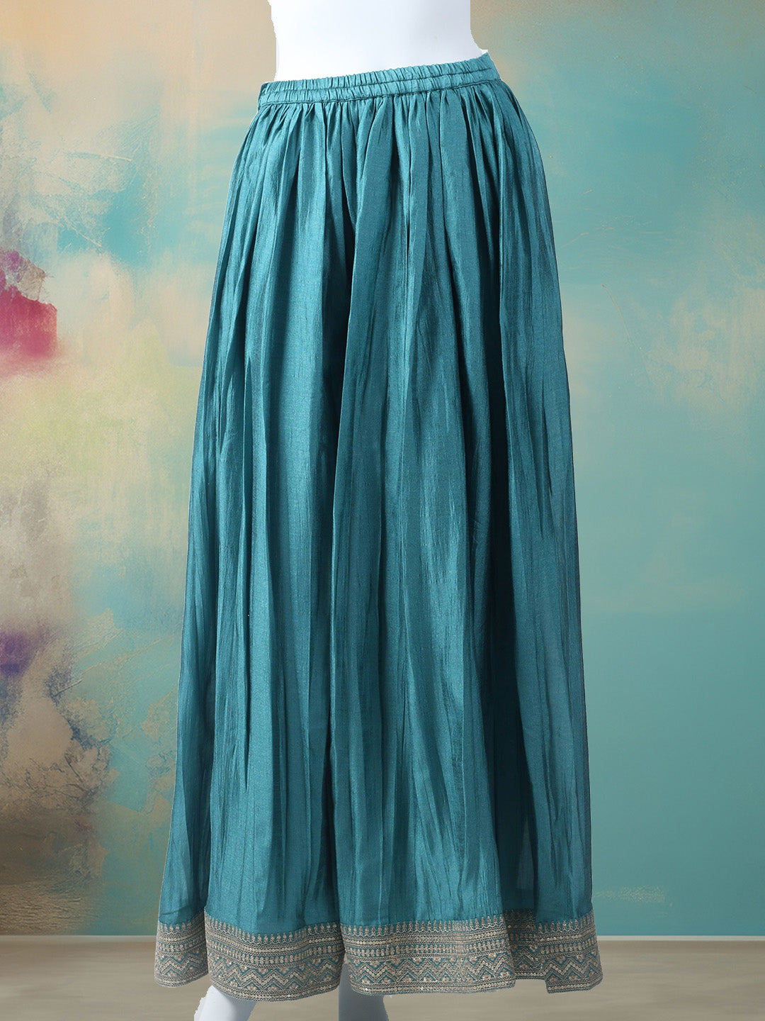 Embroidered Art Silk Stitched Kurta With Pant &amp; Dupatta