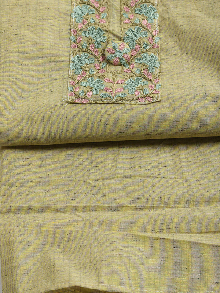 Embroidered Cotton Unstitched Suit With Dupatta