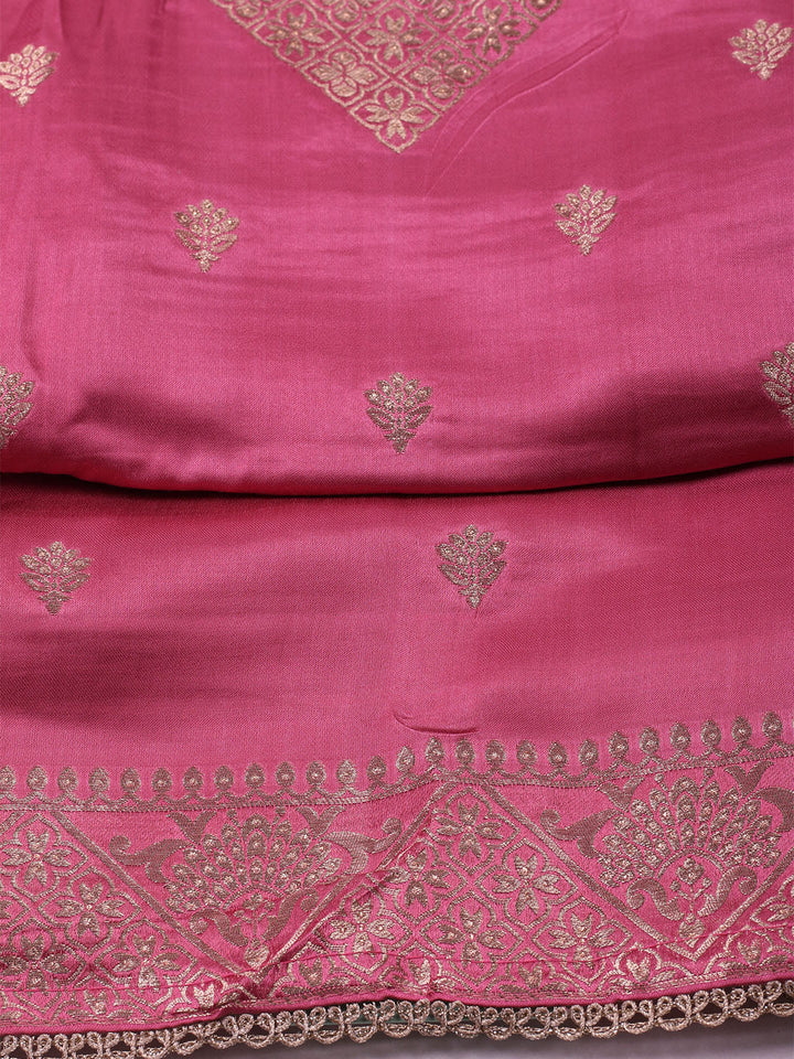 Woven Design Chanderi Unstitched Suit With Dupatta