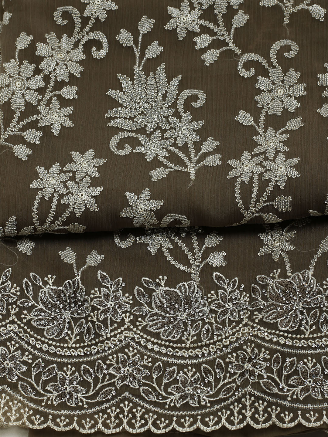 Embroidered Organza Unstitched Suit With Dupatta