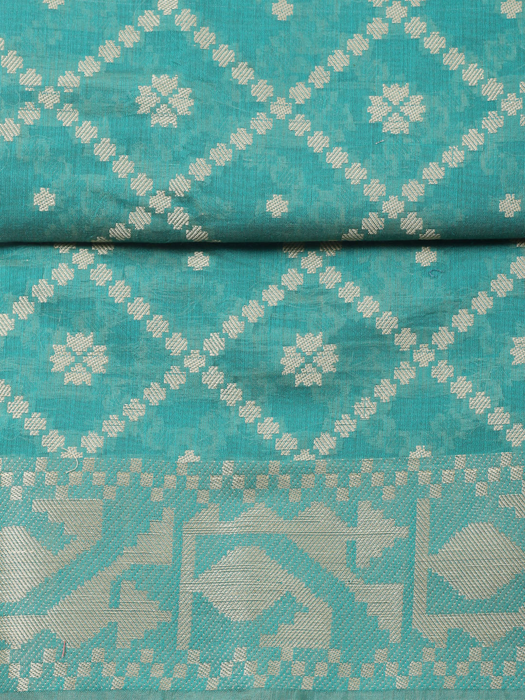 Printed Chanderi Unstitched Suit With Pant &amp; Dupatta