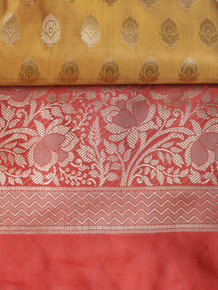Woven Banarasi Chanderi Unstitched Suit With Dupatta