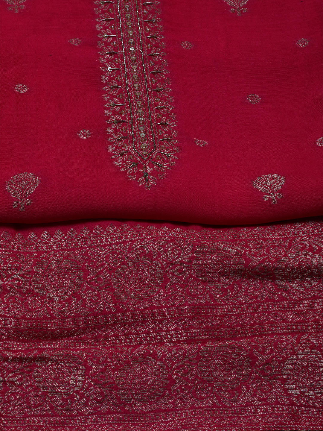 Kanjeevaram Chanderi Unstitched Suit With Dupatta