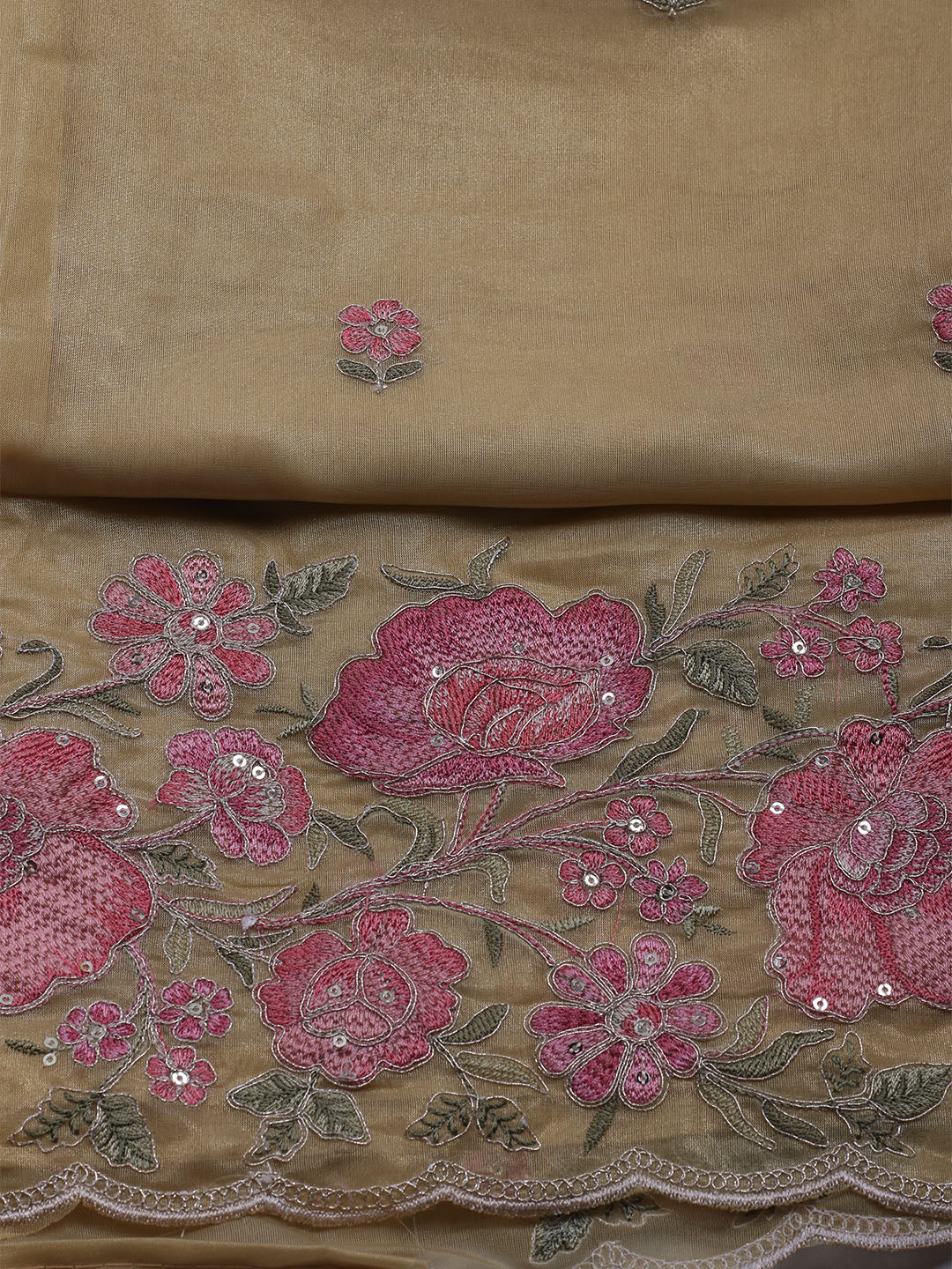 Embroidered Organza Unstitched Suit With Dupatta