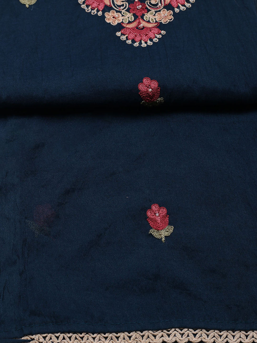 Embroidered Cotton Blend Unstitched Suit With Pant &amp; Dupatta