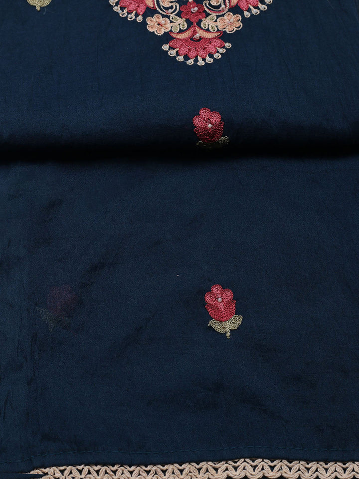 Embroidered Cotton Blend Unstitched Suit With Pant &amp; Dupatta