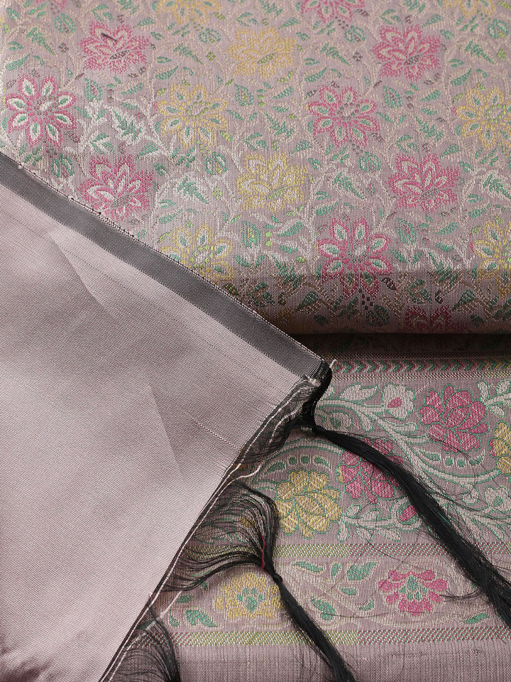 Woven Design Chanderi Unstitched Suit With Pant &amp; Dupatta