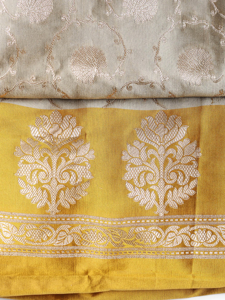 Woven Banarasi Chanderi Unstitched Suit With Dupatta