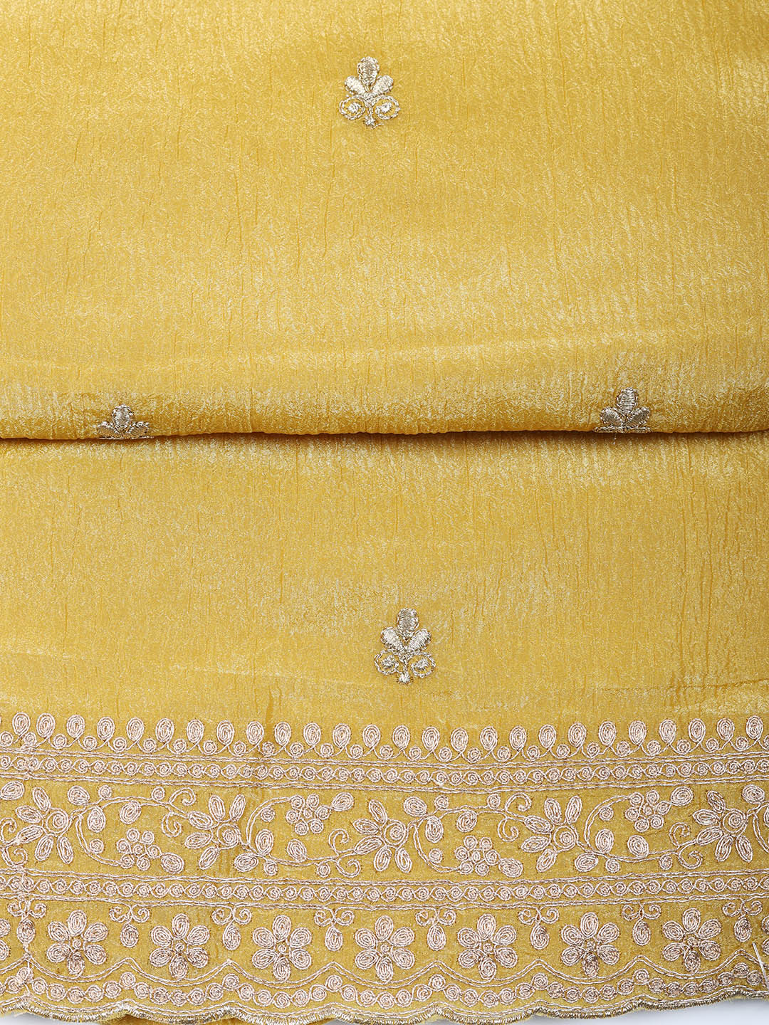 Embroidered Tissue Unstitched Suit With Pant &amp; Dupatta