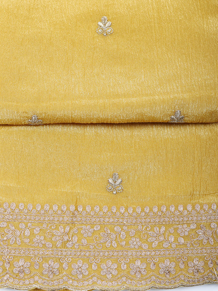 Embroidered Tissue Unstitched Suit With Pant &amp; Dupatta