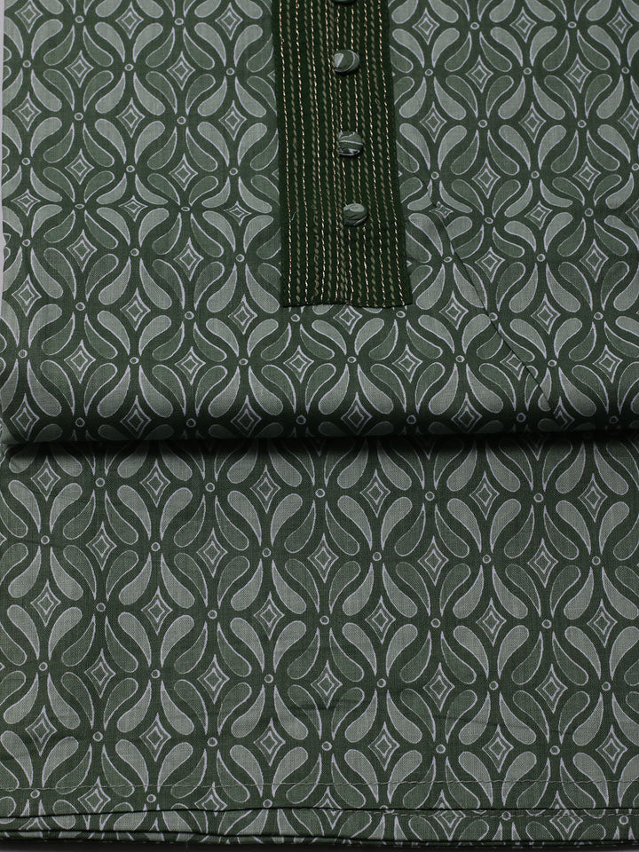 Printed Cotton Blend Unstitched Suit With Dupatta
