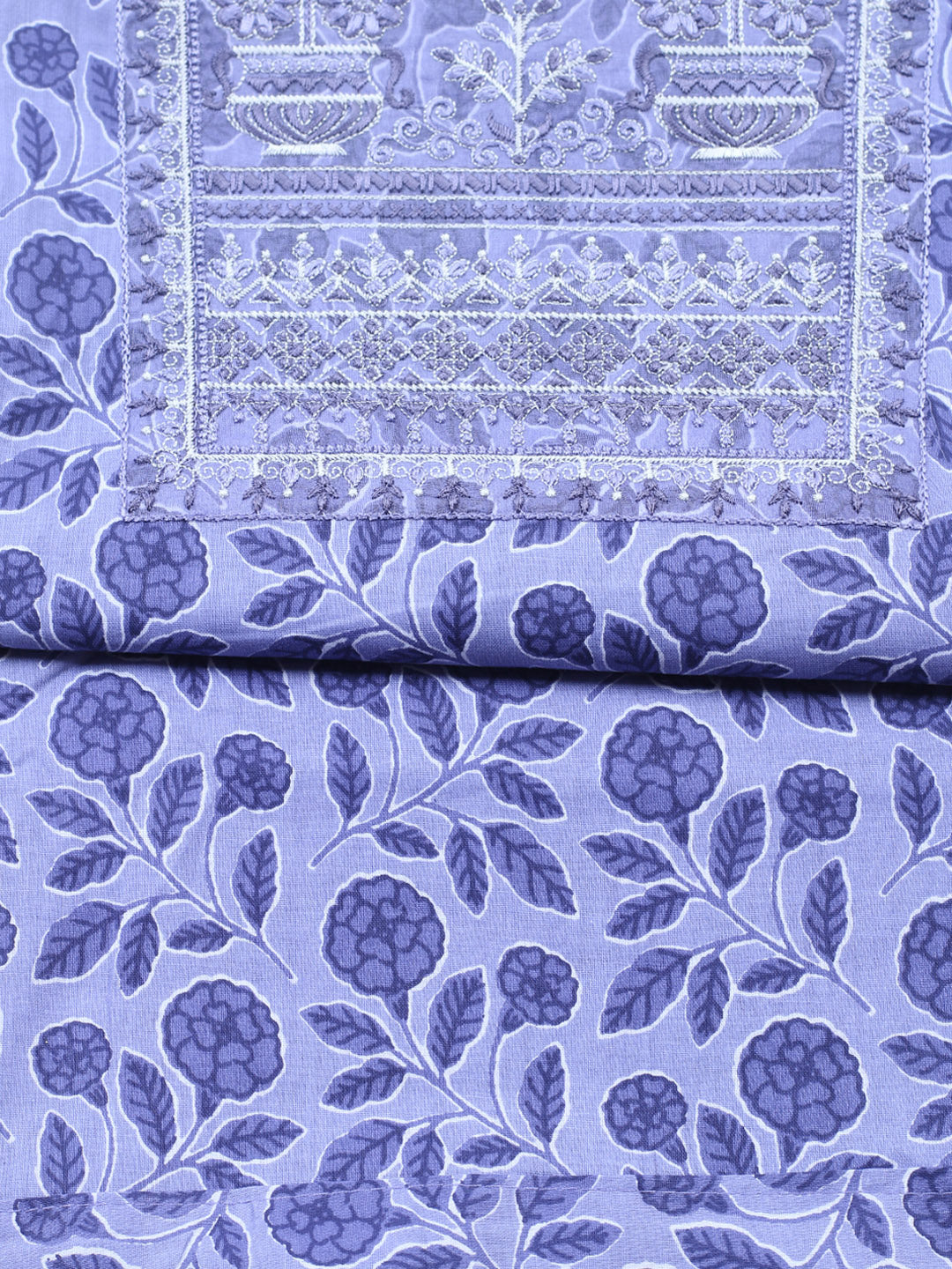 Embroidered Cotton Blend Unstitched Suit With Pant &amp; Dupatta
