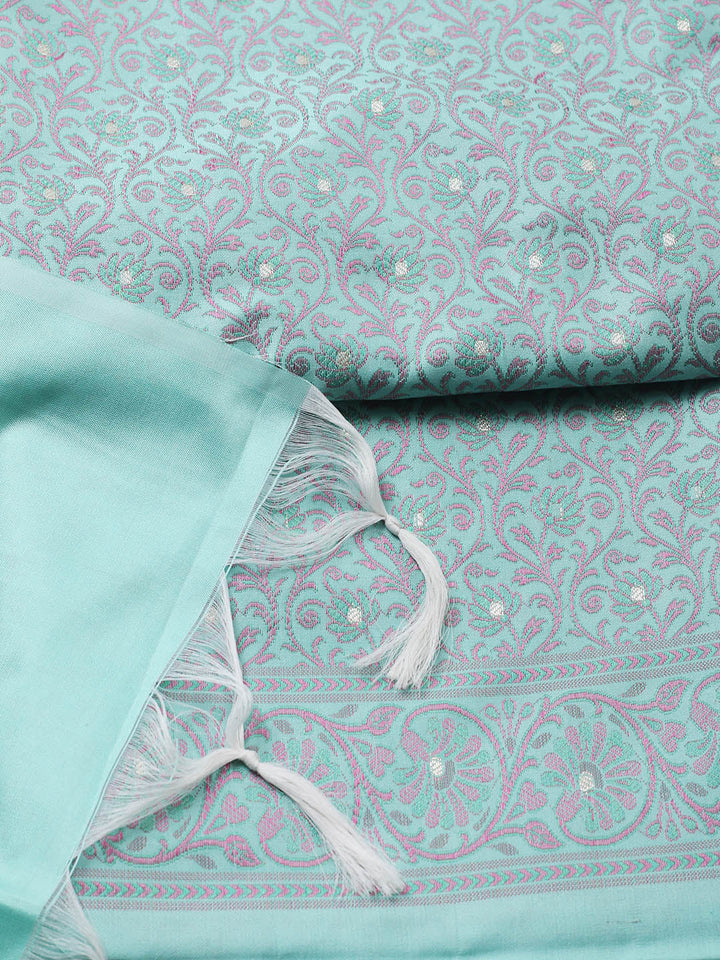 Banarasi Chanderi Unstitched Suit With Pant &amp; Dupatta