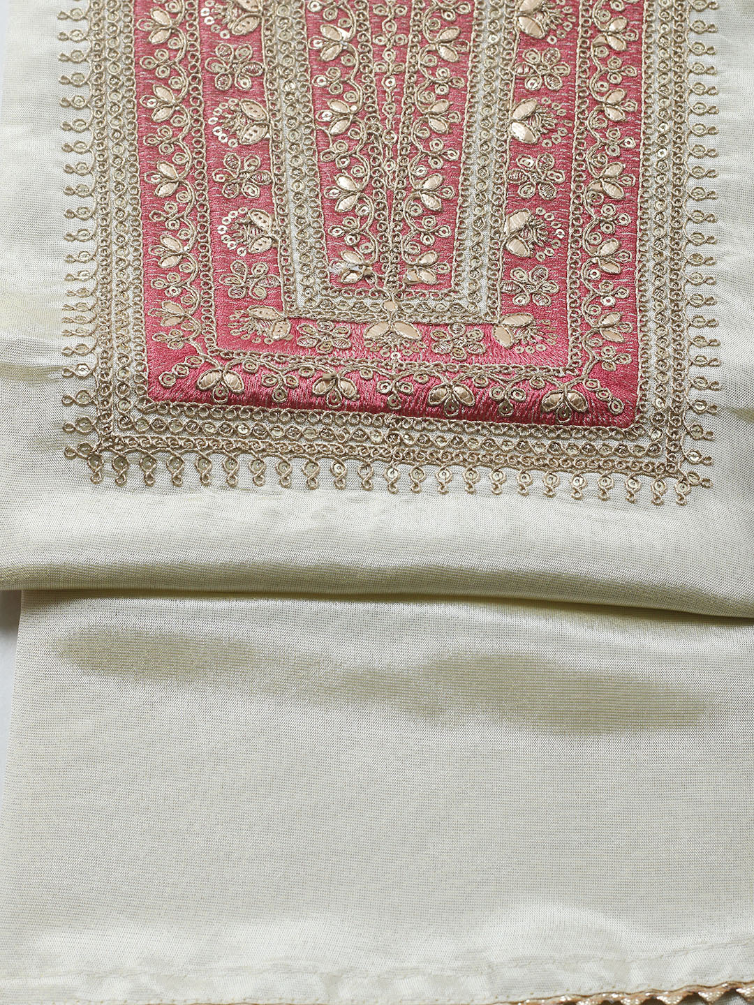 Embroidered Tissue Unstitched Suit With Pant &amp; Dupatta