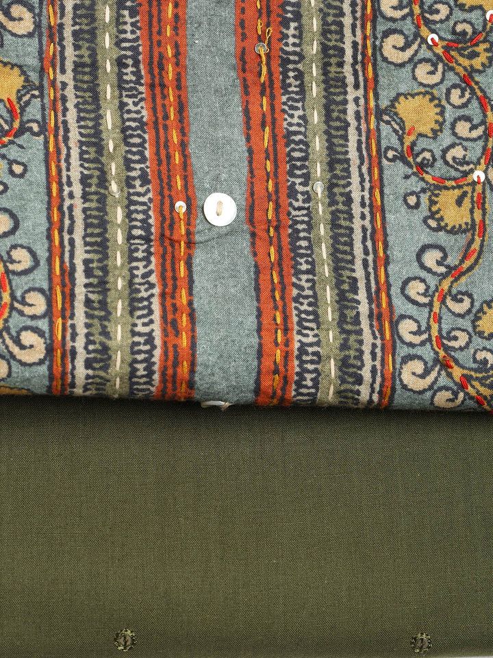 Printed Cotton Printed Unstitched Suit With Dupatta