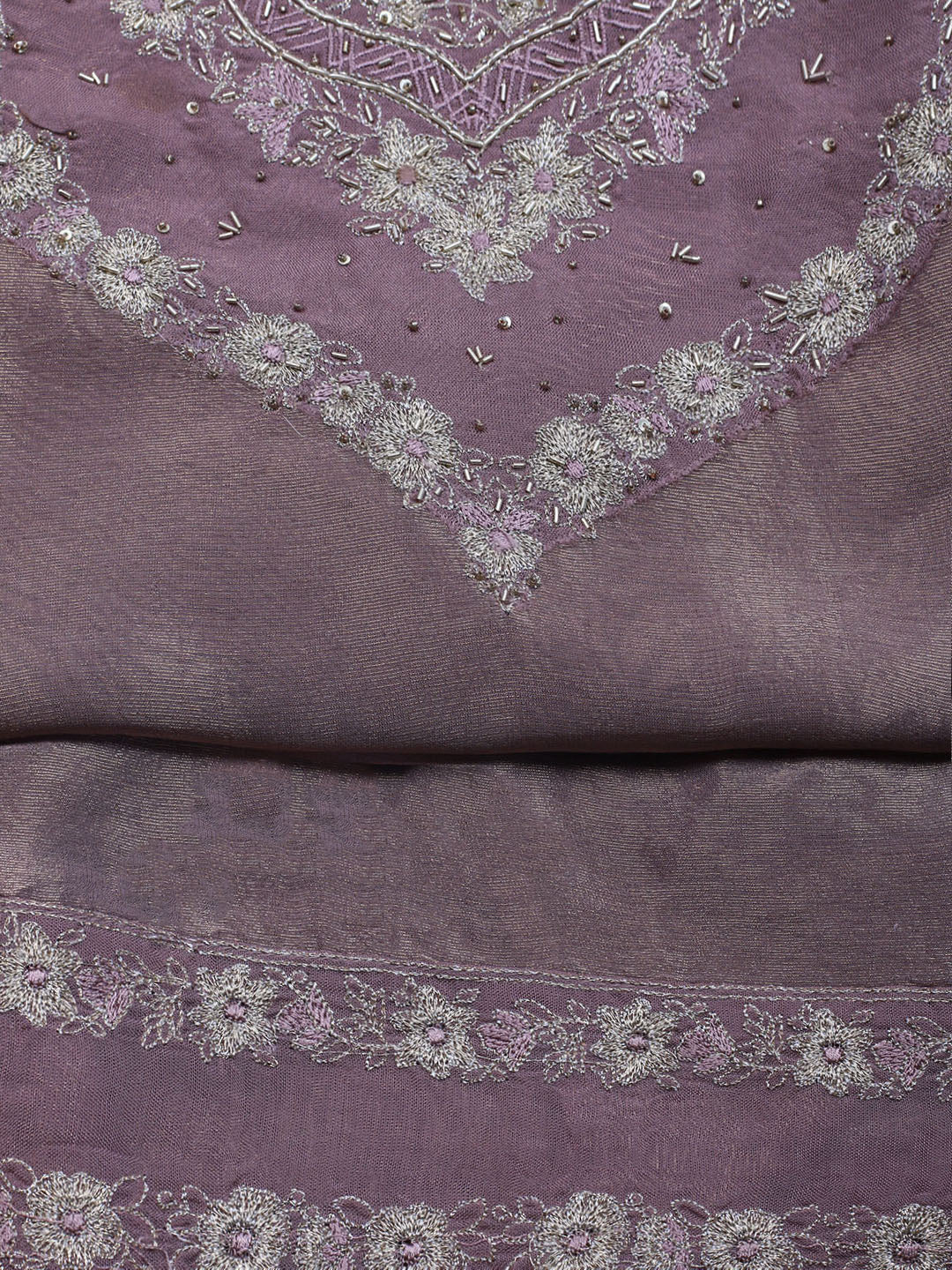 Embroidered Tissue Unstitched Suit With Dupatta