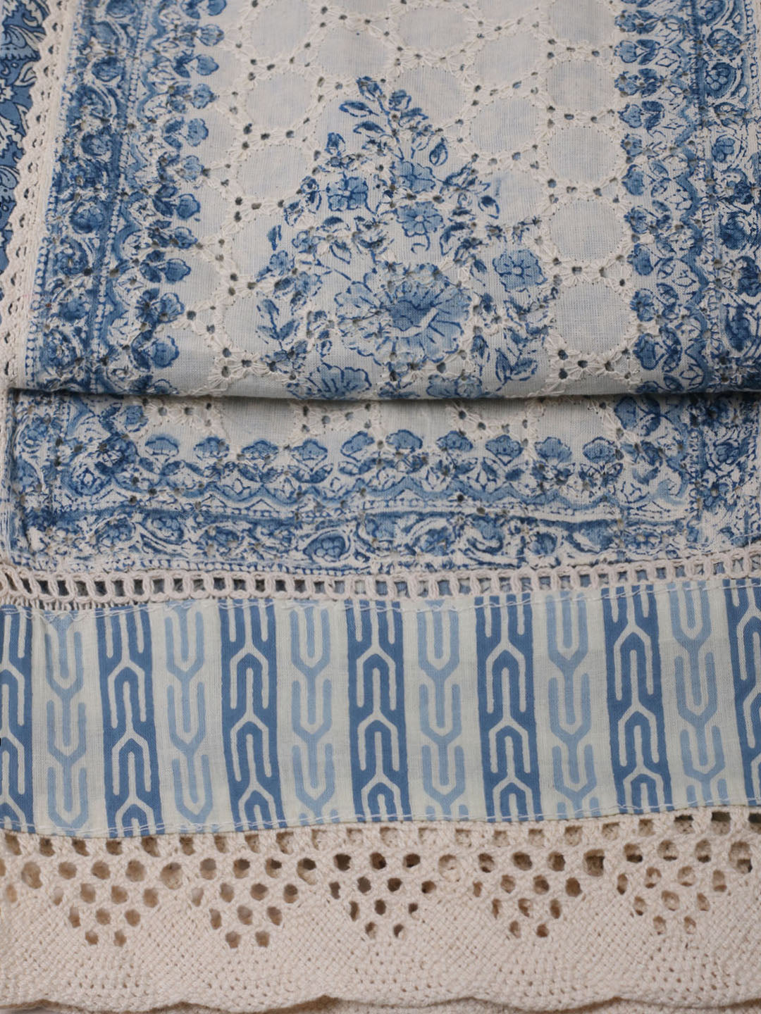 Embroidered Cotton Unstitched Suit With Pant Dupatta