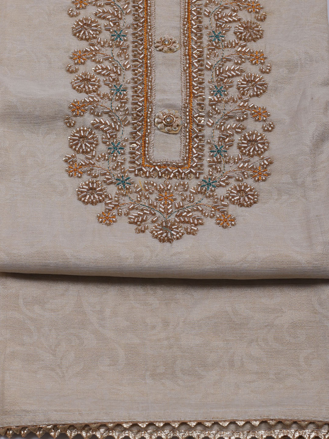 Neck Embroidered Tissue Unstitched Suit With Dupatta