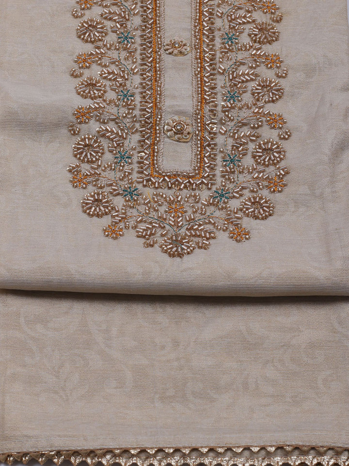 Neck Embroidered Tissue Unstitched Suit With Dupatta