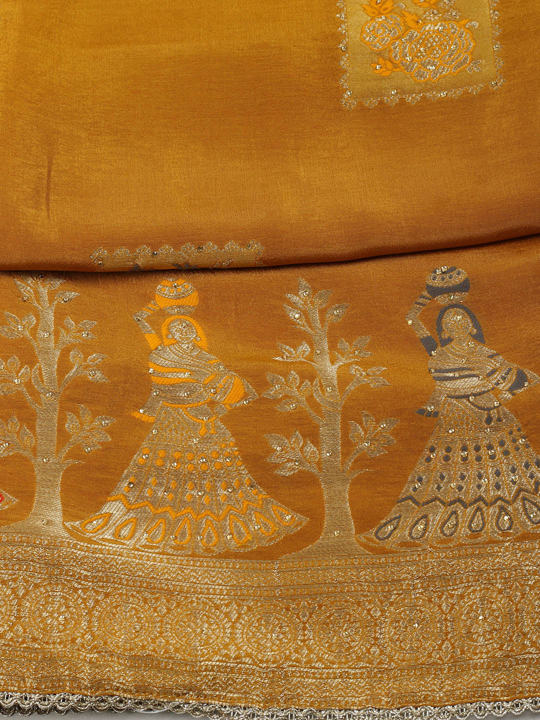 Woven Design Chanderi Unstitched Suit With Pant &amp; Dupatta