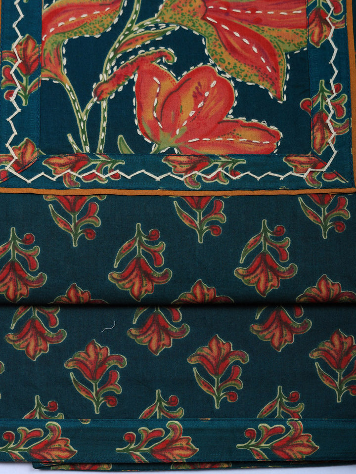 Printed Cotton Blend Unstitched Suit With Pant &amp; Dupatta