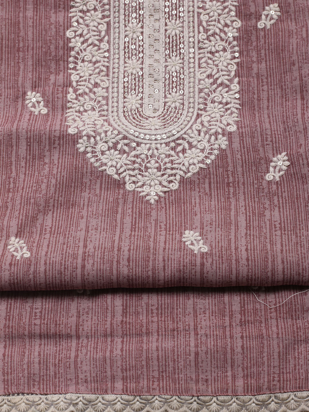 Embroidered Chanderi Unstitched Kurta With Pant &amp; Dupatta