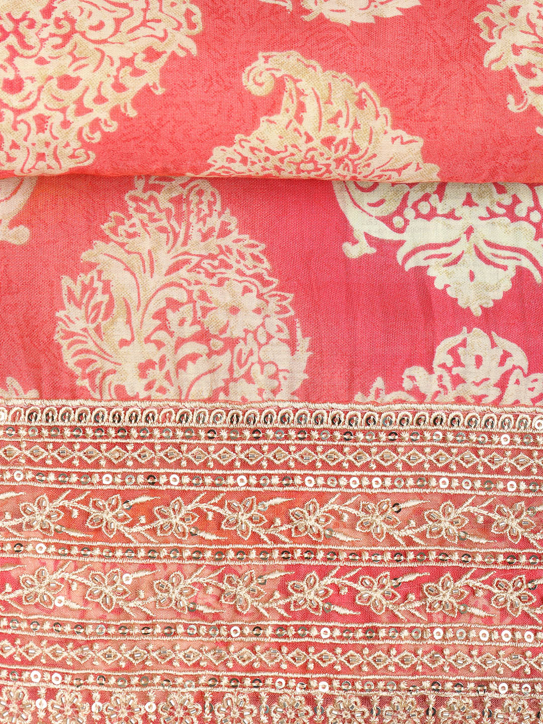 Border With Booti Muslin Unstitched Suit With Dupatta