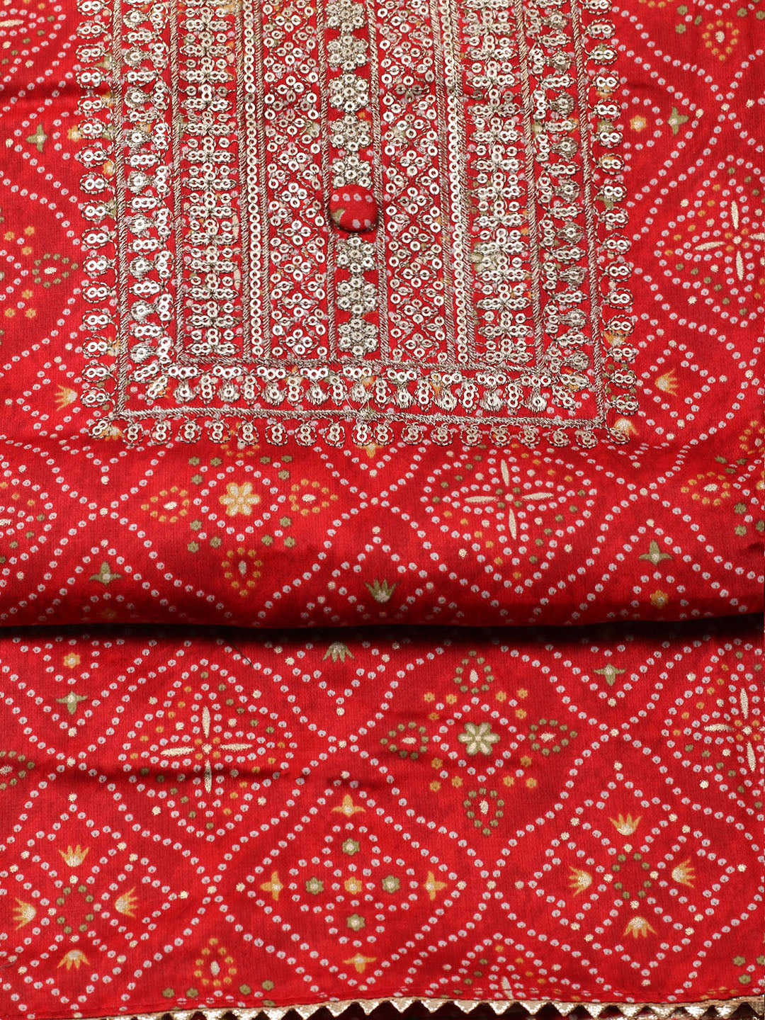Embroidered Cotton Unstitched Suit With Pant &amp; Dupatta