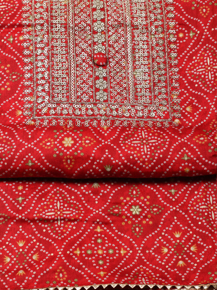 Embroidered Cotton Unstitched Suit With Pant &amp; Dupatta