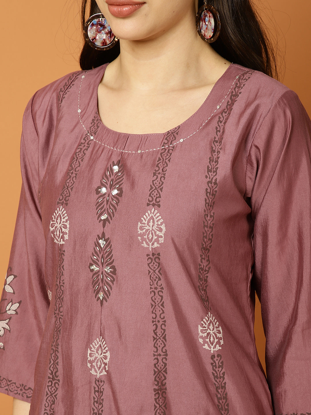 Printed Cotton Blend Kurta With Pants
