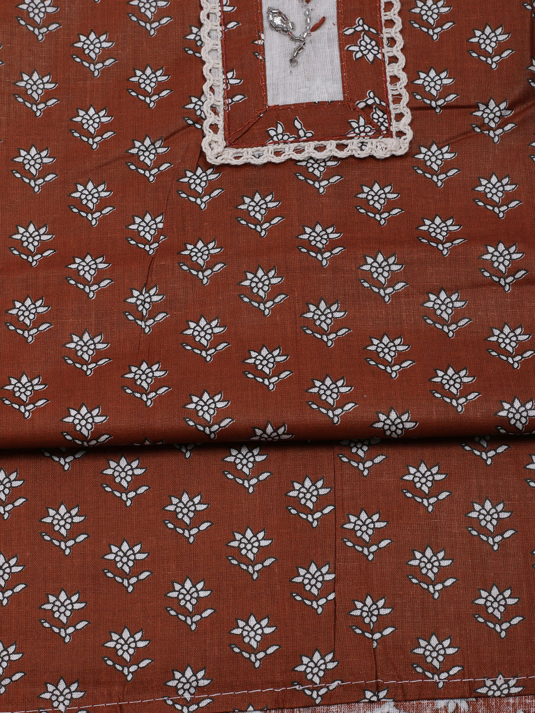 Printed Cotton Blend Unstitched Suit With Dupatta