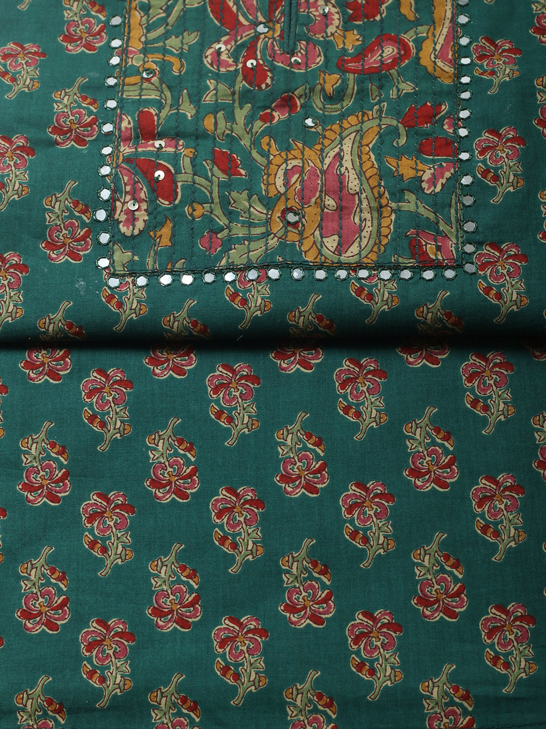 Embroidered Cotton Blend Unstitched Suit With Pant &amp; Dupatta