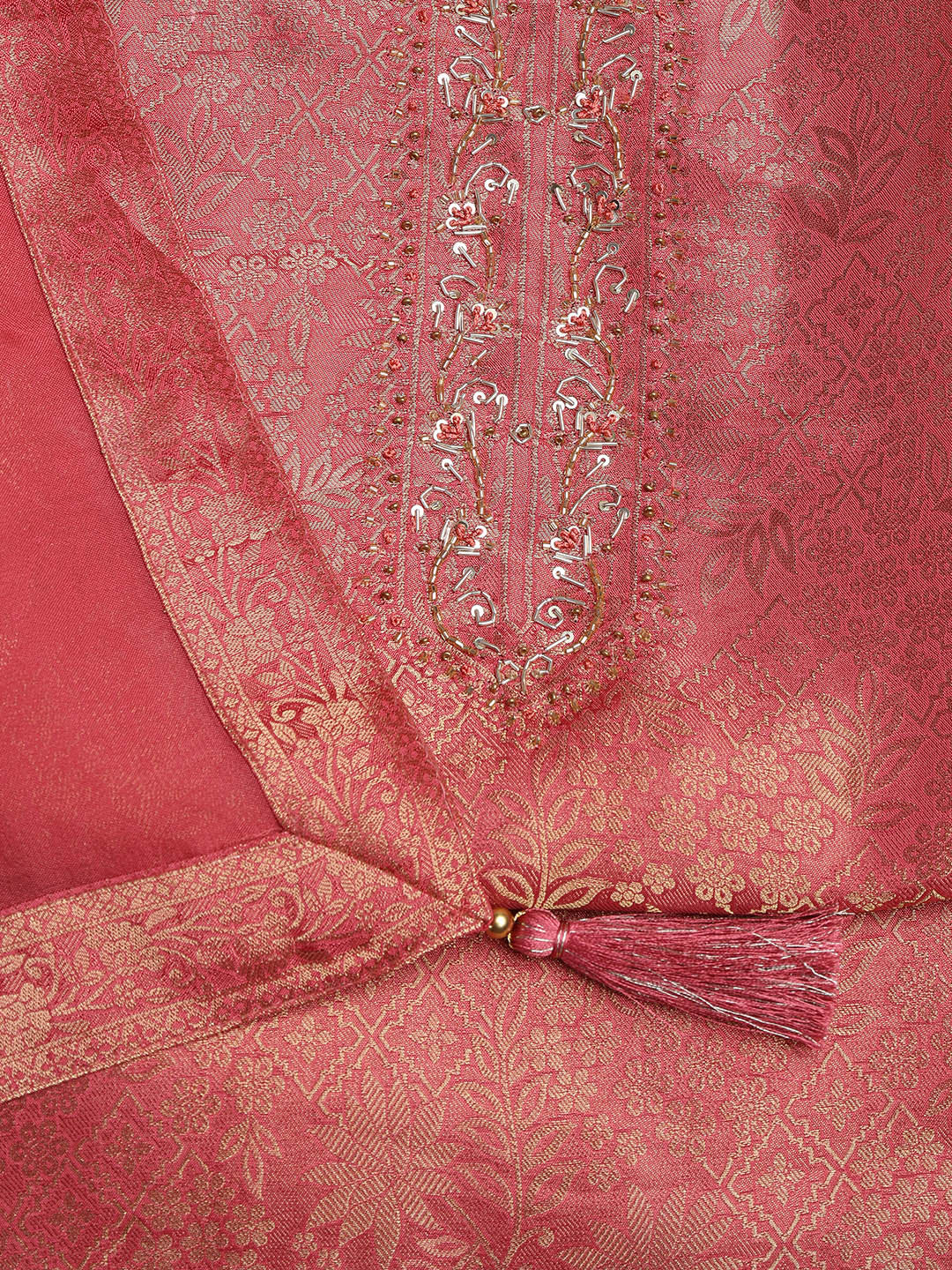 Zari Jaal Art Silk Unstitched Suit With Dupatta