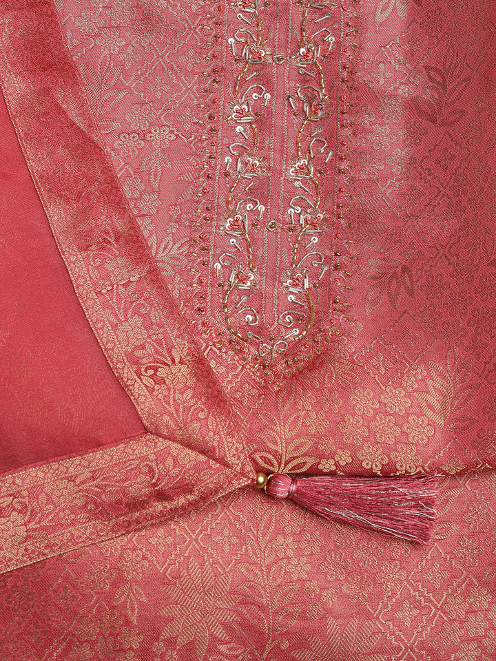 Zari Jaal Art Silk Unstitched Suit With Dupatta
