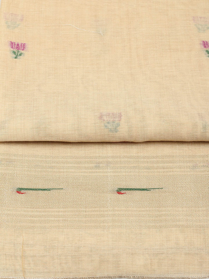 Embroidered Chanderi Unstitched Suit With Pant &amp; Dupatta