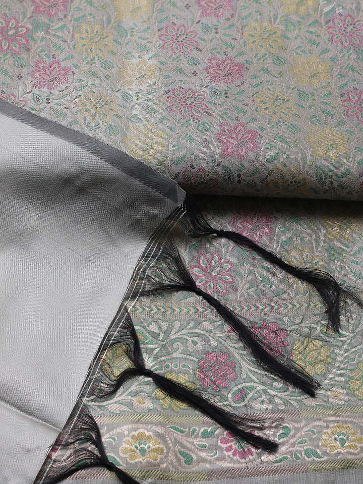 Woven Design Chanderi Unstitched Suit With Pant &amp; Dupatta