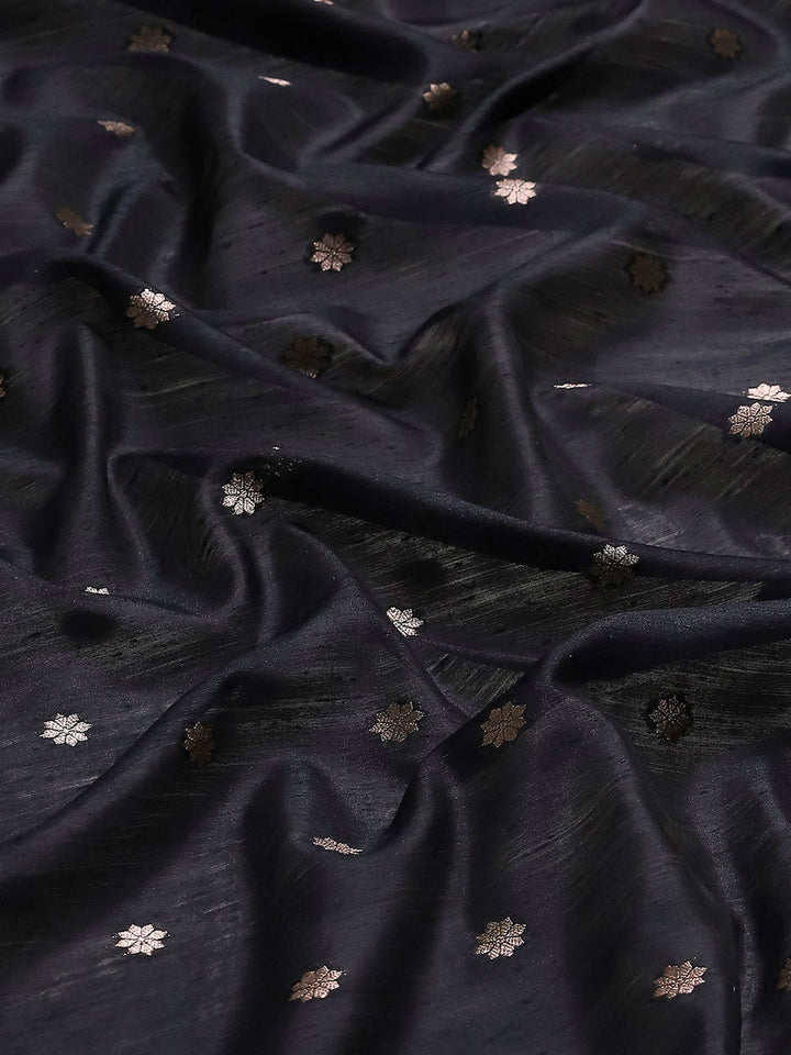 Zari Border Booti Cotton Blend Woven Saree
