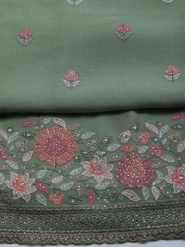 Embroidered Chiffon Unstitched Suit With Dupatta