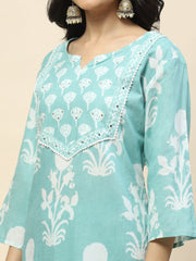 Printed Cotton Kurta With Pants & Dupatta