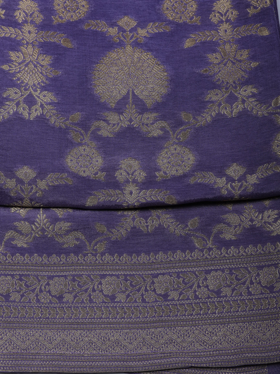 Woven Design Chanderi Unstitched Suit With Pant &amp; Dupatta