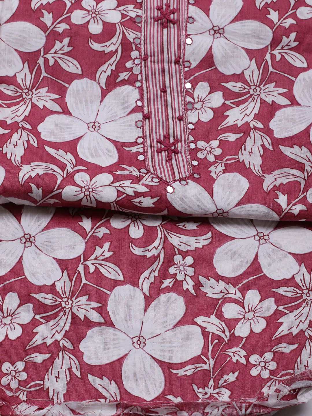 Floral Printed Cotton Blend Unstitched Suit With Dupatta