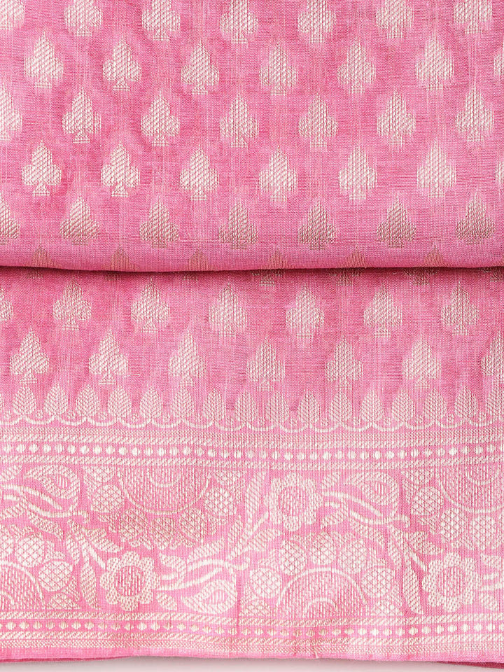 Woven Banarasi Chanderi Unstitched Suit With Dupatta