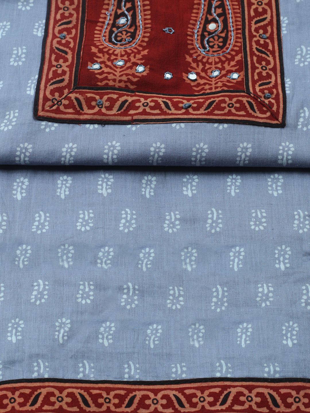 Printed Cotton Blend Unstitched Suit With Pant &amp; Dupatta
