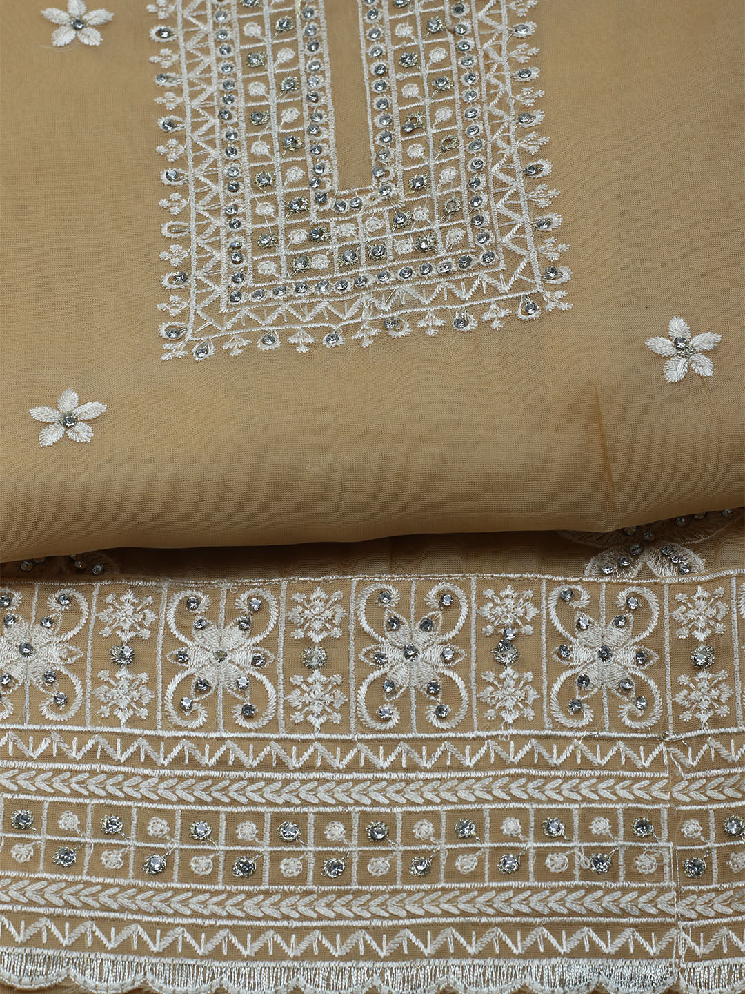 Embroidered Organza Unstitched Suit With Dupatta
