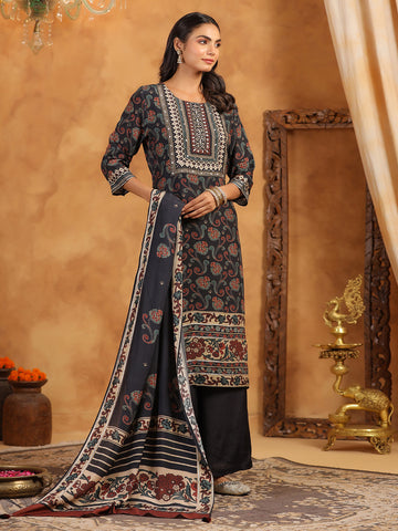 Printed Muslin Kurta With Pants & Dupatta