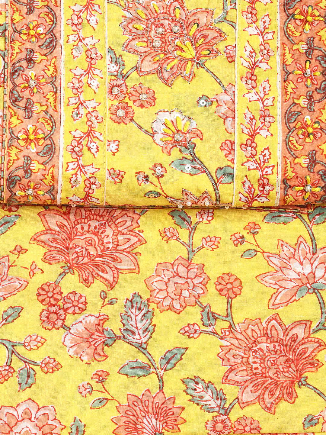 Printed Cotton Blend Unstitched Suit With Dupatta